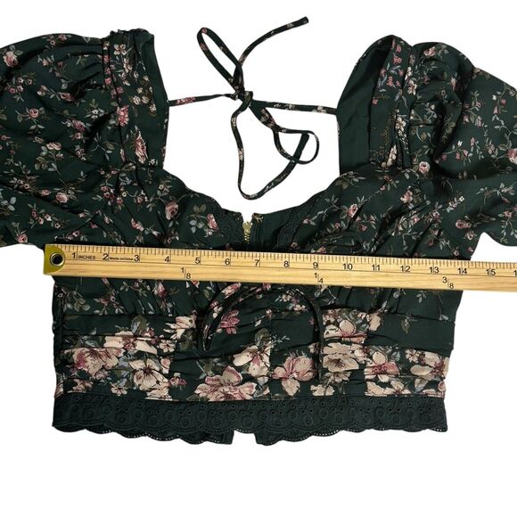 Altar’d State Forest Fairy Floral Puff Sleeve Crop Babydoll Blouse XS Coquette - Picture 10 of 11